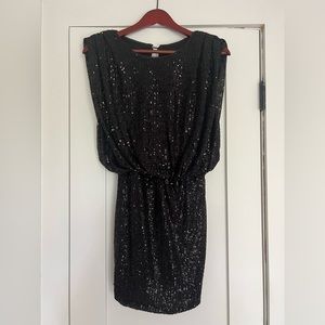 Black sequin mini dress!!